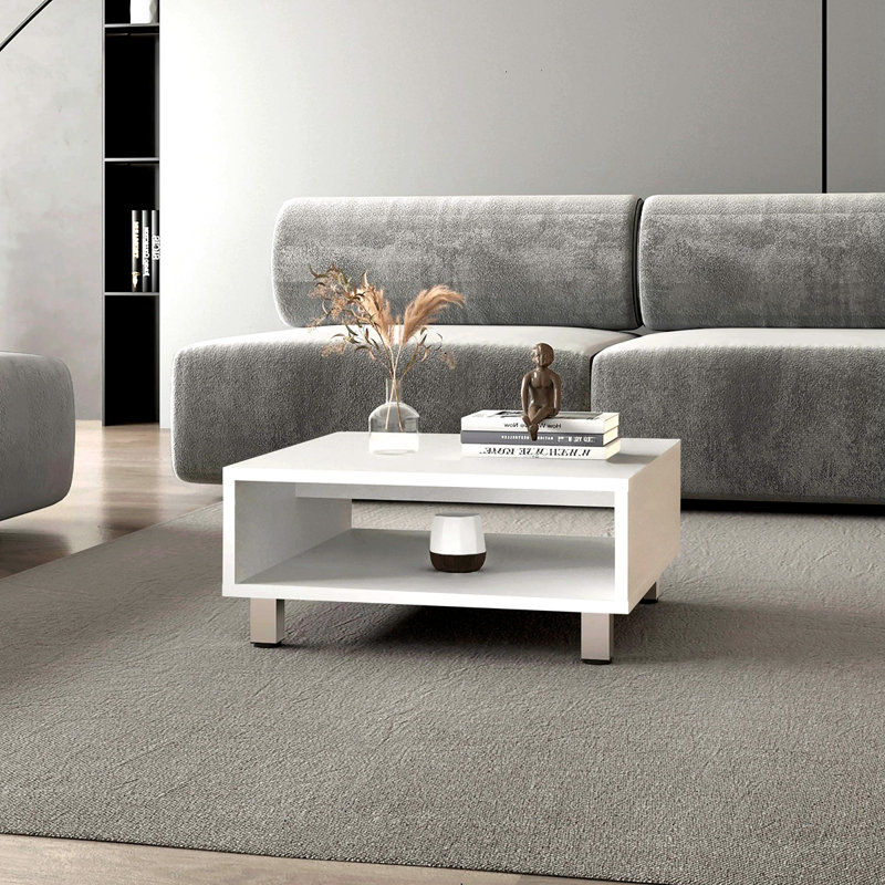 Table basse avec rangement ouvert, Blanc