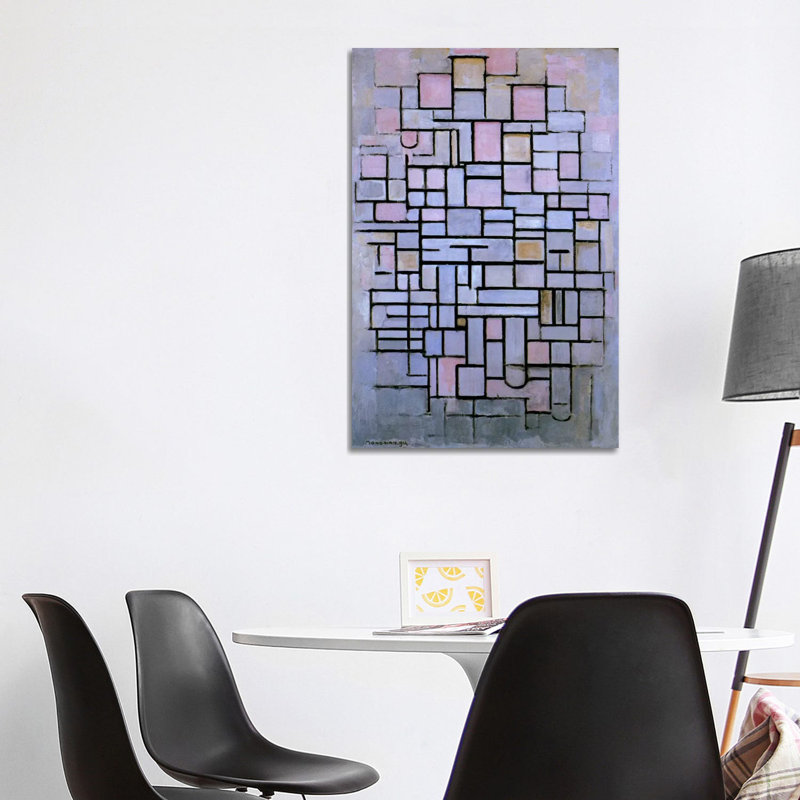Composition 6 1914 by Piet Mondrian - Painting on Canvas, 101.6 cm H x 66.04 cm W x 1.91 cm D, No Frame