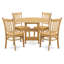 5 Piece Dining Table Set for 4 Includes a Round Kitchen Table with Dropleaf & Shelves and 4 Kitchen Dining Chairs, Linen White-1672357553-1668411762