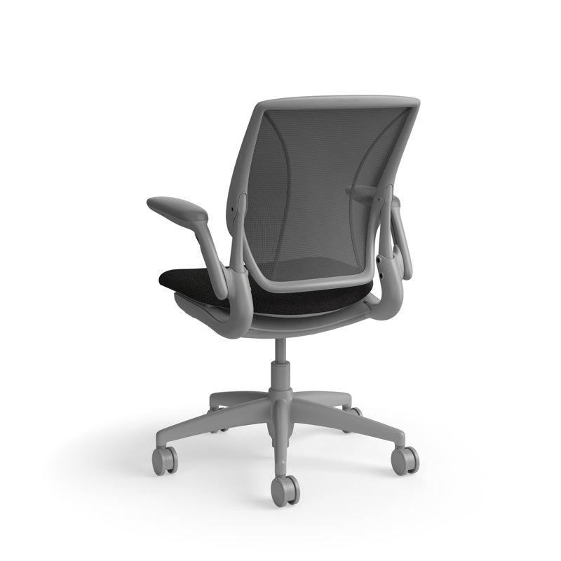 World LM, Ergonomic Task Chair with Poppy Seed Backrest, and  Autumn Upholstered Seat, Gray, Black Fabric, Dark Gray Mesh
