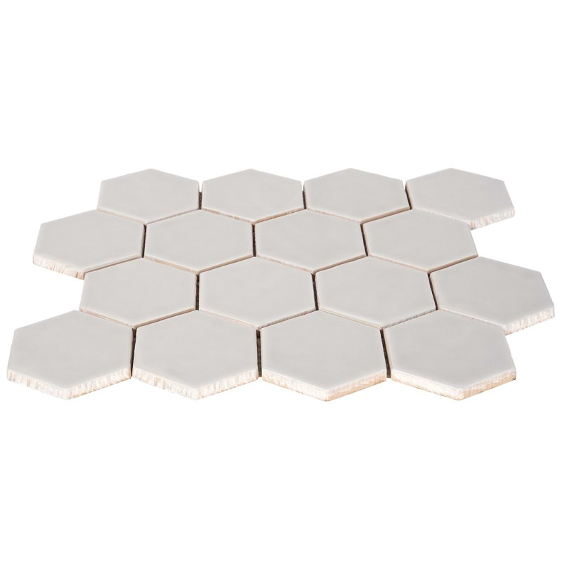 Meadowmere 3" Hexagon Matte Ceramic Tile, Cement Gray