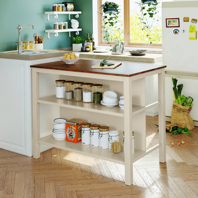 Table de salle à manger en bois massif avec îlot de cuisine 45 po
