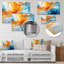 Orange orange, vagues bleues atteignant la plage II - encre liquide, art abstrait mural-790163913-790163911