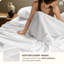 Draps rafraîchissants pour la literie, mélange de rayonne de bambou et de coton, doux, doux et respirant, ensemble de draps pour très grand lit, poche profonde jusqu'à 18 pouces, literie de luxe pour hôtel pour dormeurs chauds, blanc-116623568-116623566