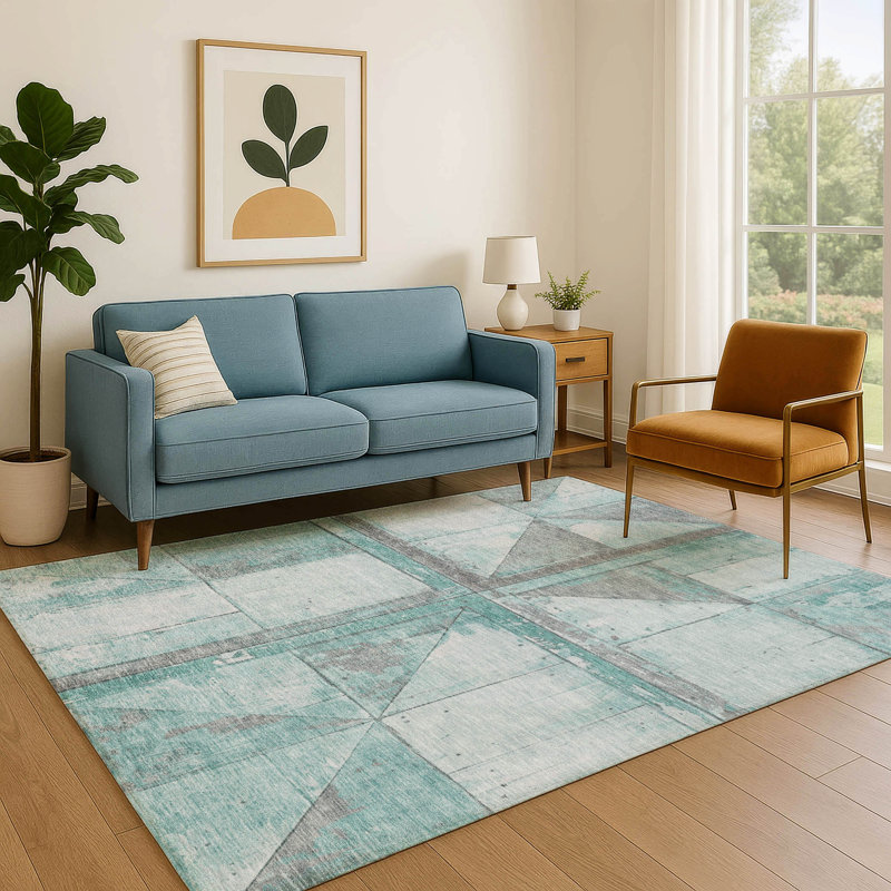 Premium Machine Washable Medena AMF1876 Geometric Rug, Rectangle 2'6" x 3'10"