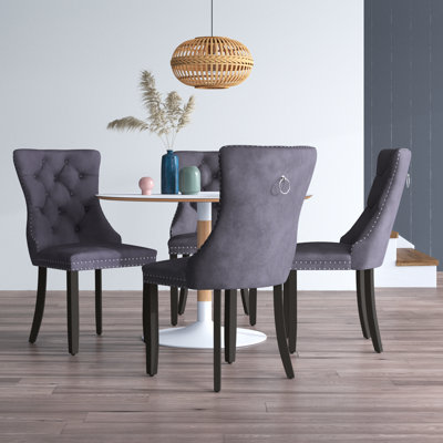 Alexes Tufted Velvet Wing Back Dining Chair