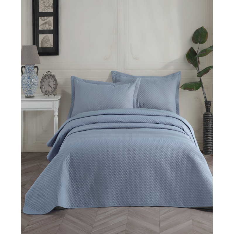 Amoret Hypoallergenic Microfiber 2 Piece Shams, Blue, Queen