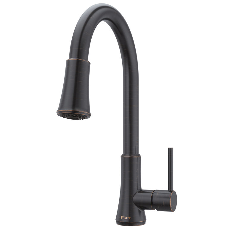 Pull Down Single Handle Kitchen Faucet, Tuscan Bronze