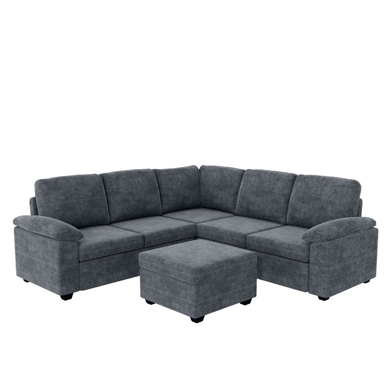 4 - Piece Upholstered Sectional, Gray Velvet