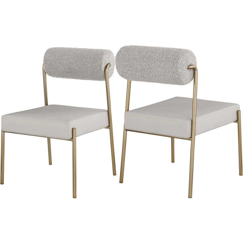Chaise de salle à manger Carly, Tissu taupe bouclé