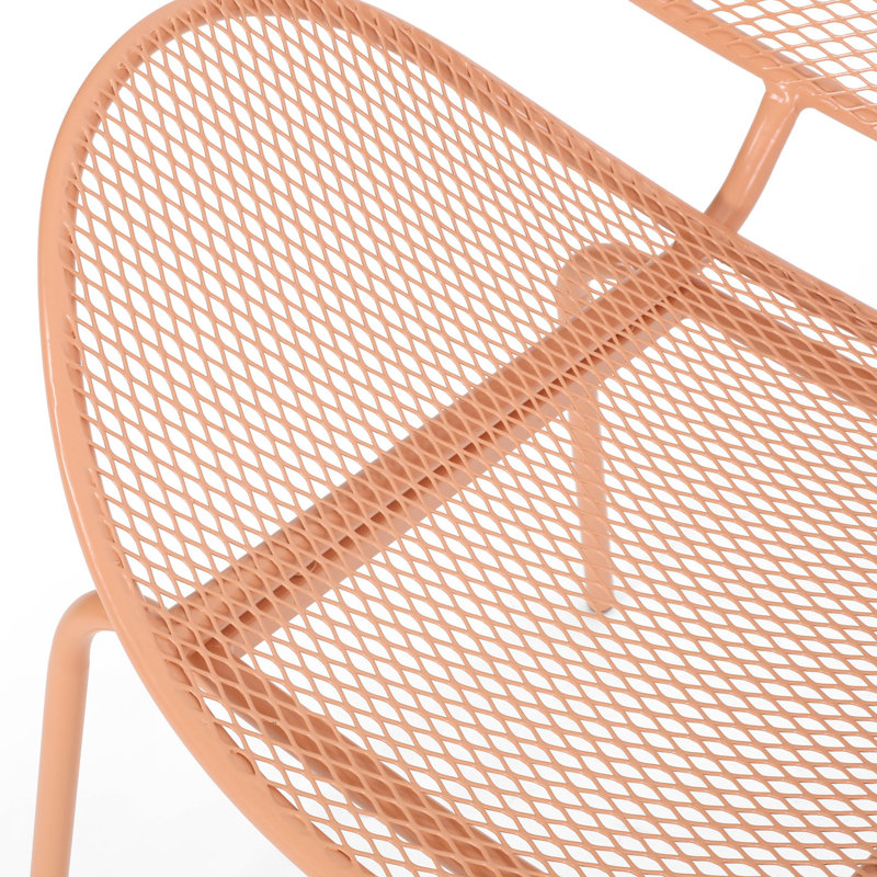 Modern Outdoor Metal Shell Chairs ( Of 2), Orange, 24.99"w X 25.22"d 34.04"h 2 Chairs, 34.04"h, Minimalist