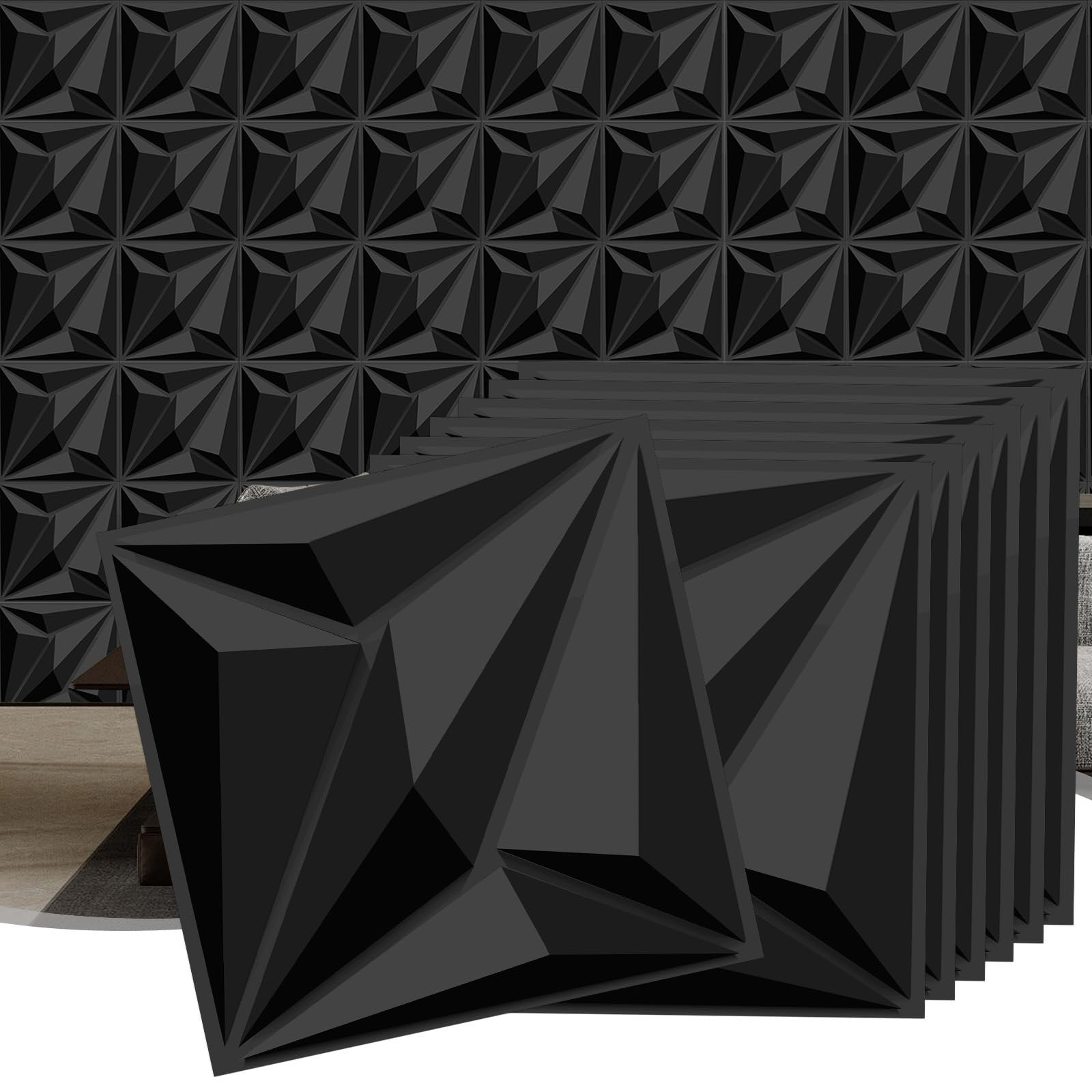Picture of FEIYAN 33 Pack 3D Textured Wall Panels – 12X12'' PVC Wall Coverings ...