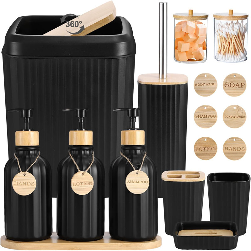 Black Bathroom Accessory Set