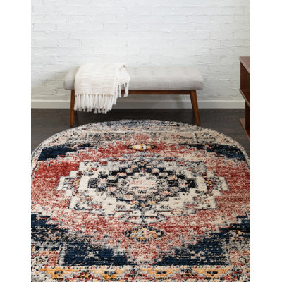 Tapis géométrique rouge / bleu Tucson