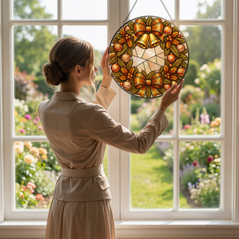 Panneau de vitrail 12 "H Christmas Ornaments