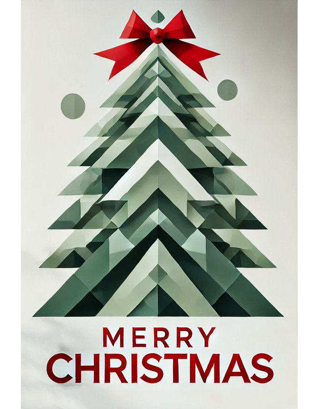 Arbre de Noël vert en couches avec un arc rouge sur toile tendue, H 36 po x l 24 po x P 1,5 po