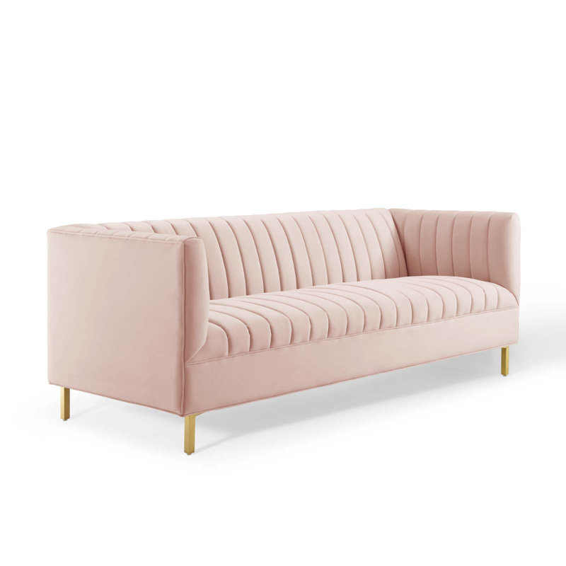 Canapé Shift Channel, Velours rose