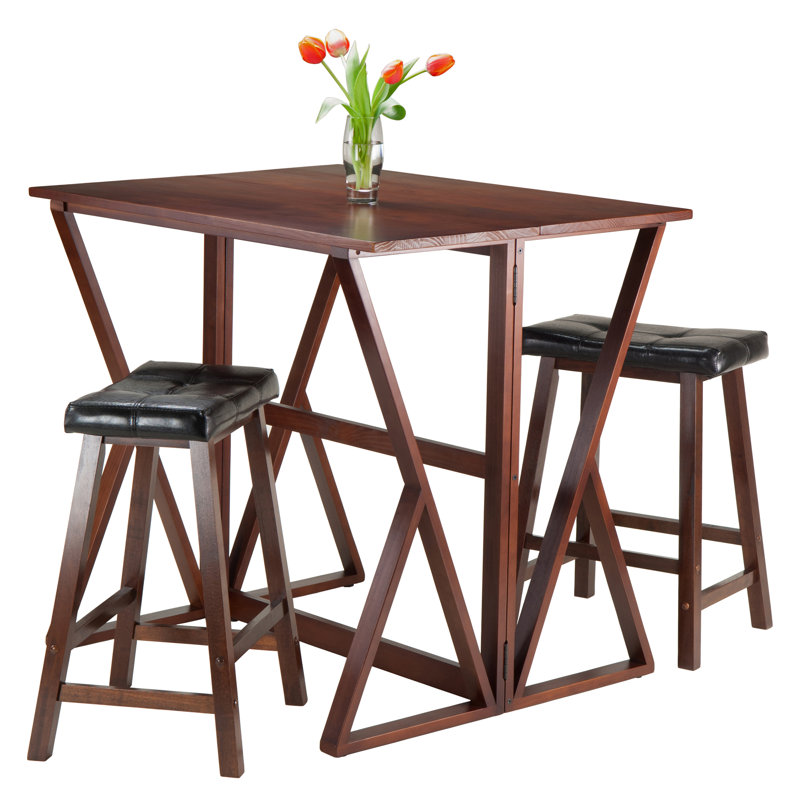 Glaser Solid Wood Top Double Pedestal Dining Set, 24.875" H x 17.5" W x 10.125" D