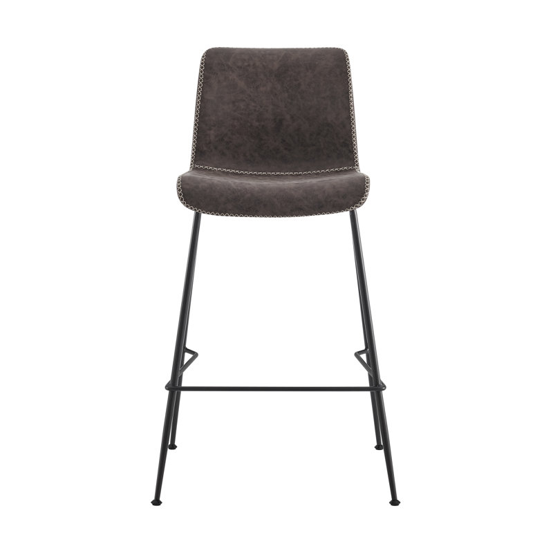 Upholstered Counter Stool with Metal Frame, Vintage Coffee Brown