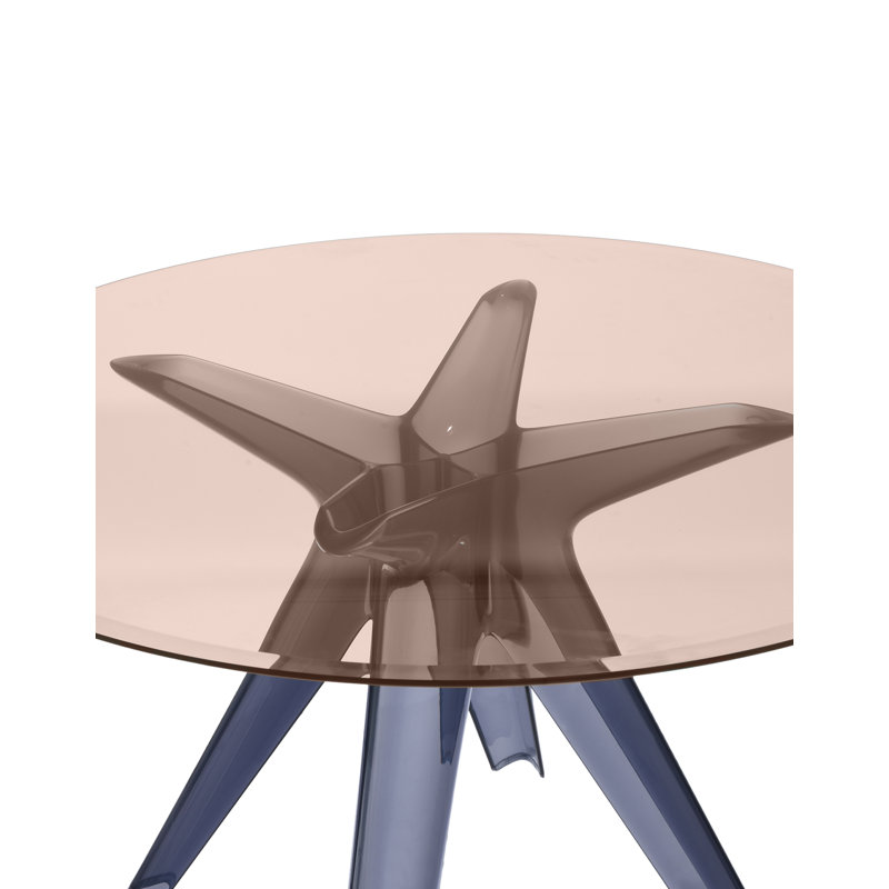 Sir Gio Round Glass Dining Table, Transparent, Pink