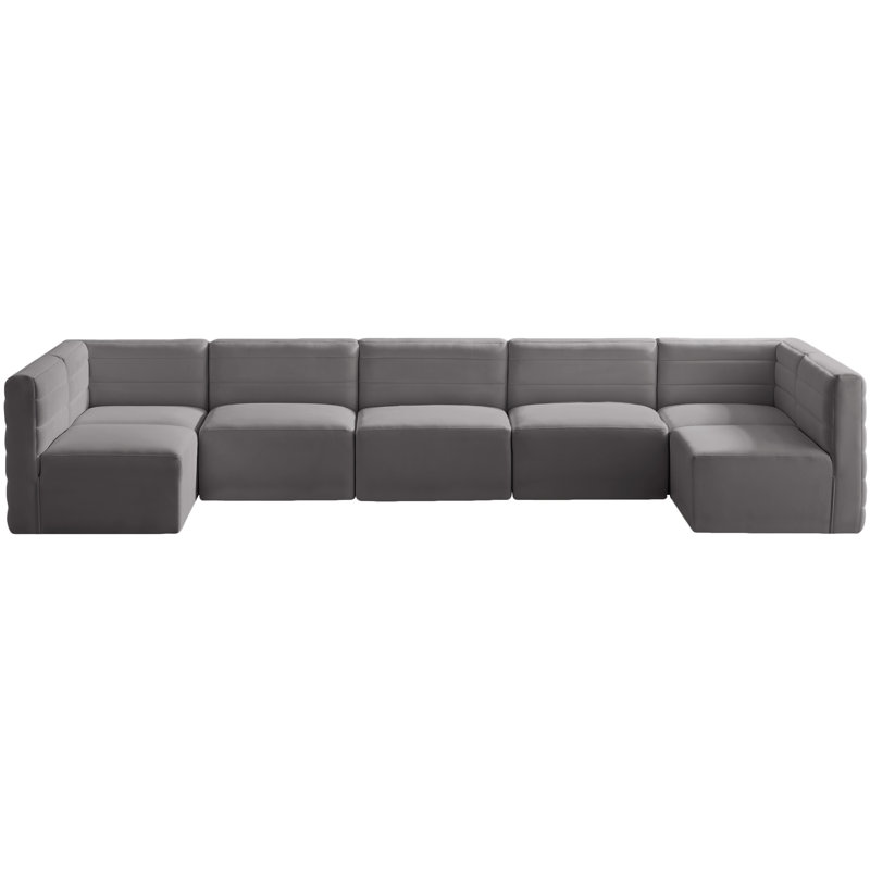 Enso Velvet U-Shaped Sectional Reversible, Grey Velvet