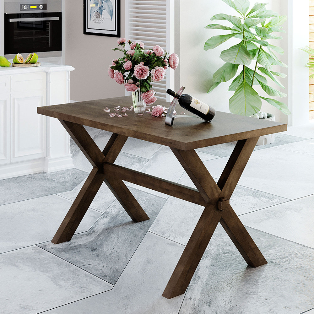 Gracie Oaks Farmhouse Rustic Wood Kitchen Dining Table With X-Shape Legs, Kitchen Table | Wayfair