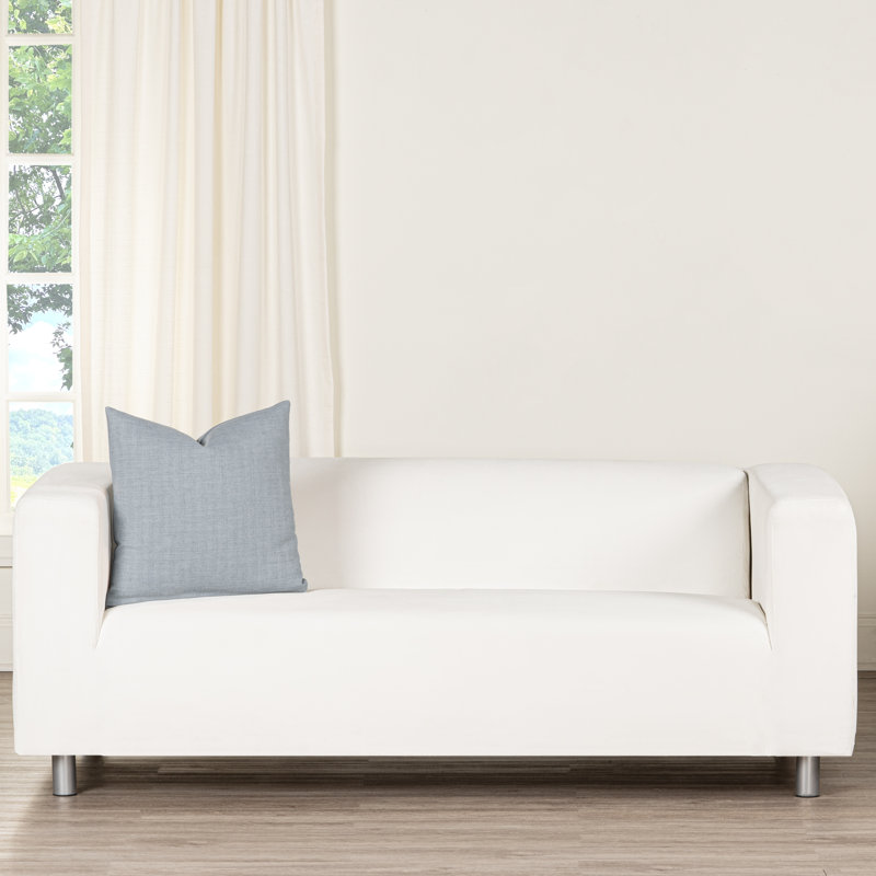 Coussin décoratif en faux lin Indy, Carré 20 po, Polyester, Bleu