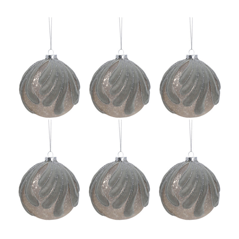 Ornement boule en verre scintillant, Gris