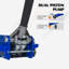 Cric de plancher à double pompe horizontale robuste 3T (sans pédale) et cric de plancher en acier de course avec pompe à levage rapide à double piston, capacité de 3 tonnes (6 600 lb), bleu et argent