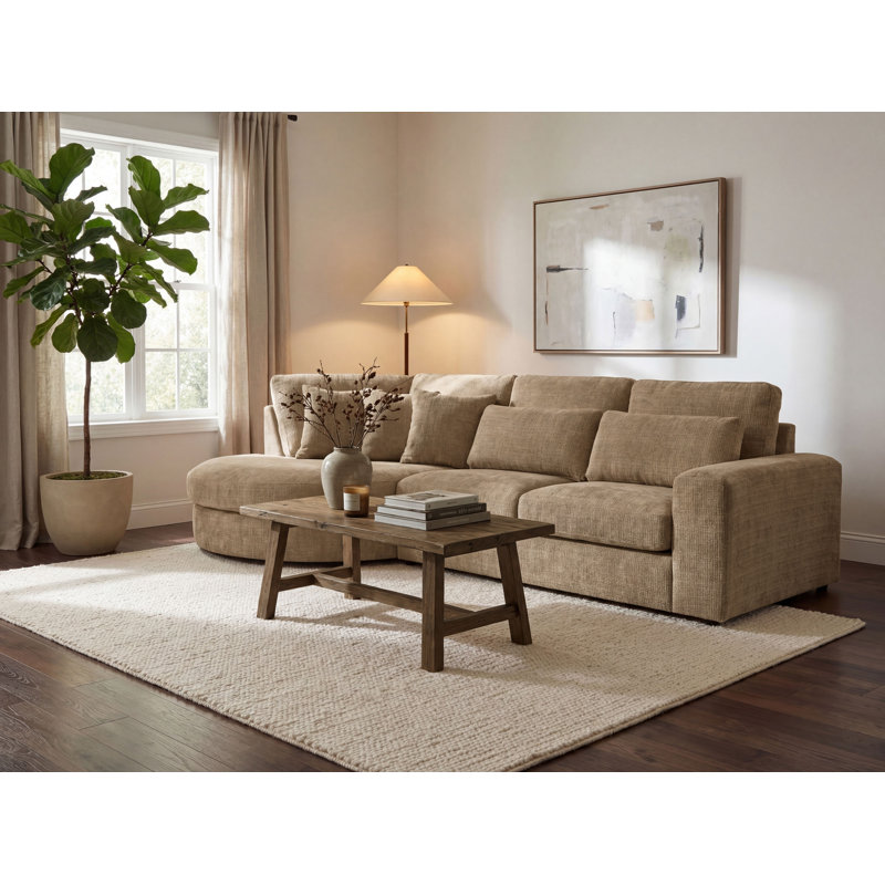 Ibiza Right Hand Corner Sofa S Shaped Curved Modern Minimalist, Left Hand, Beige