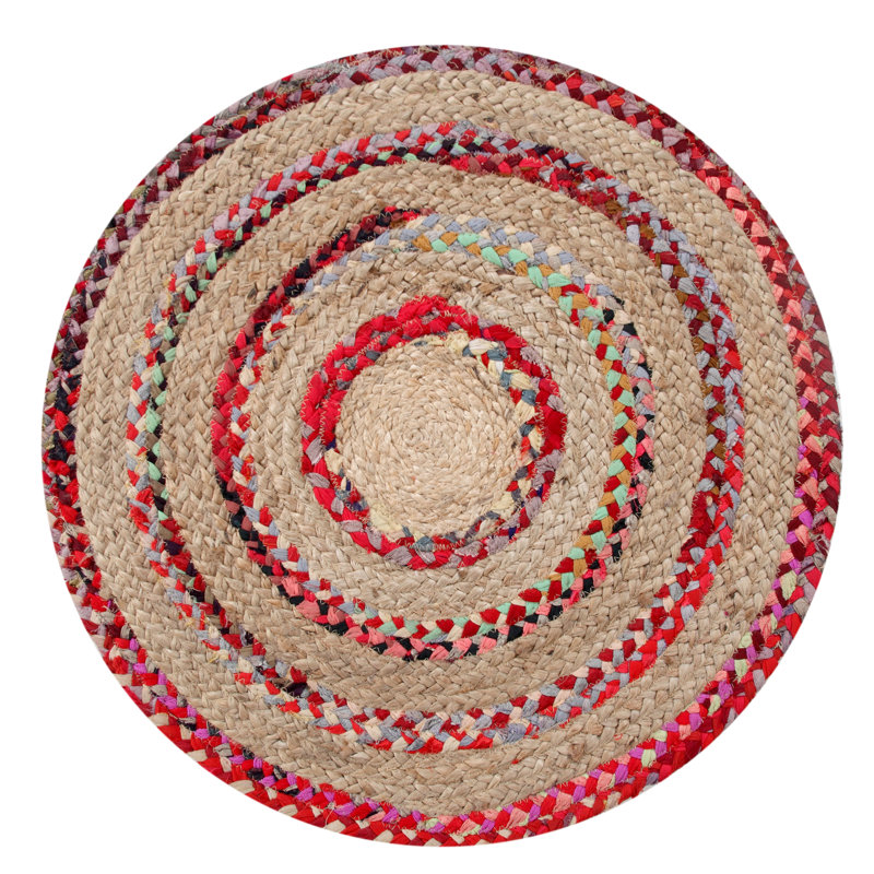 Littoral Striped Jute / Sisal Hand Woven Area Rug, Round 180cm