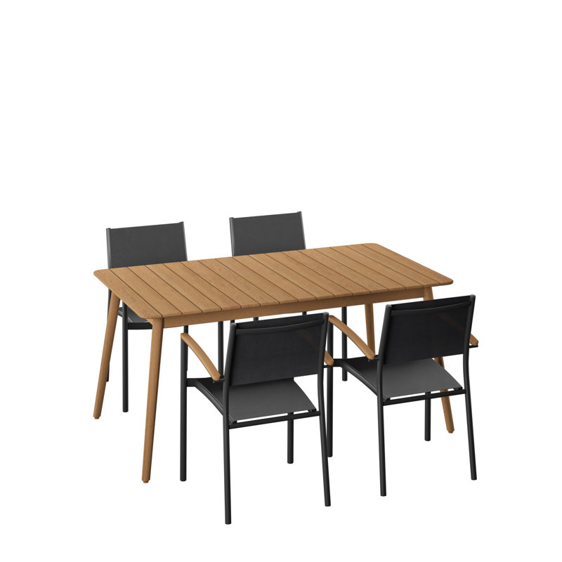 5Pc Outdoor Patio FSC Wood Dining Set