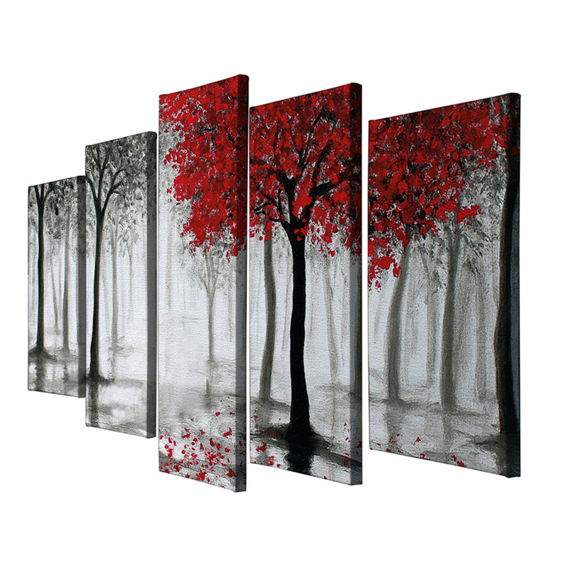 5 pièces, peinture sur toile tendue