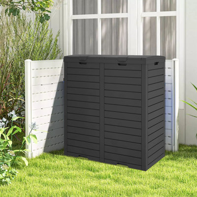Olilawn Resin Manual Lift Curbside Trash & Recycling Bin - 62 Gallons, with Lid and Drip Tray