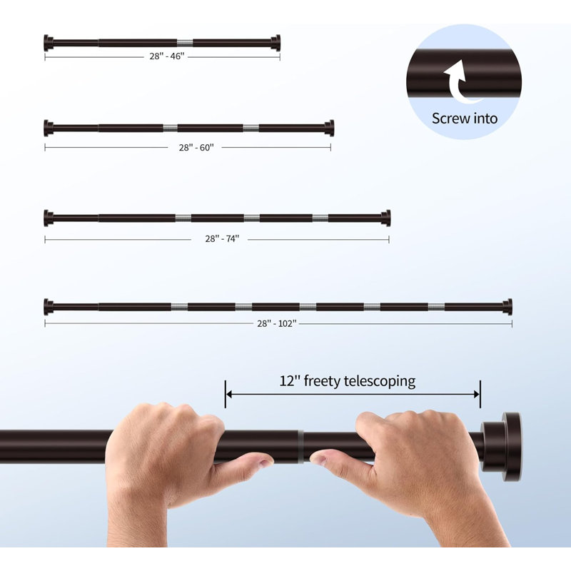 Heavy Duty Tension Shower Curtain Rod, Non-Slip Adjustable No Drilling Bathroom Shower Rod With Rust-Resistant Finish