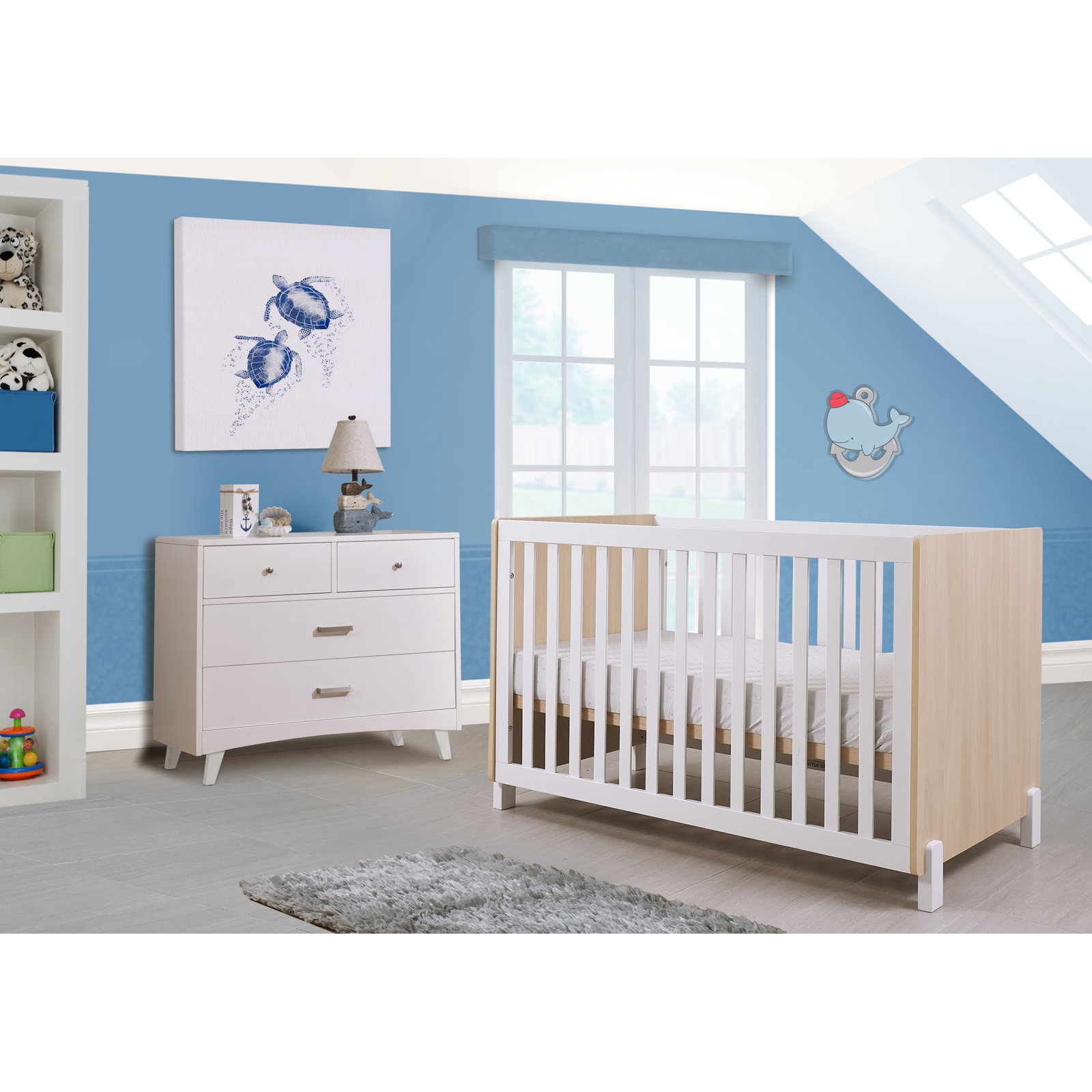 Pannello 3-in-1 Convertible Crib, Nebbia