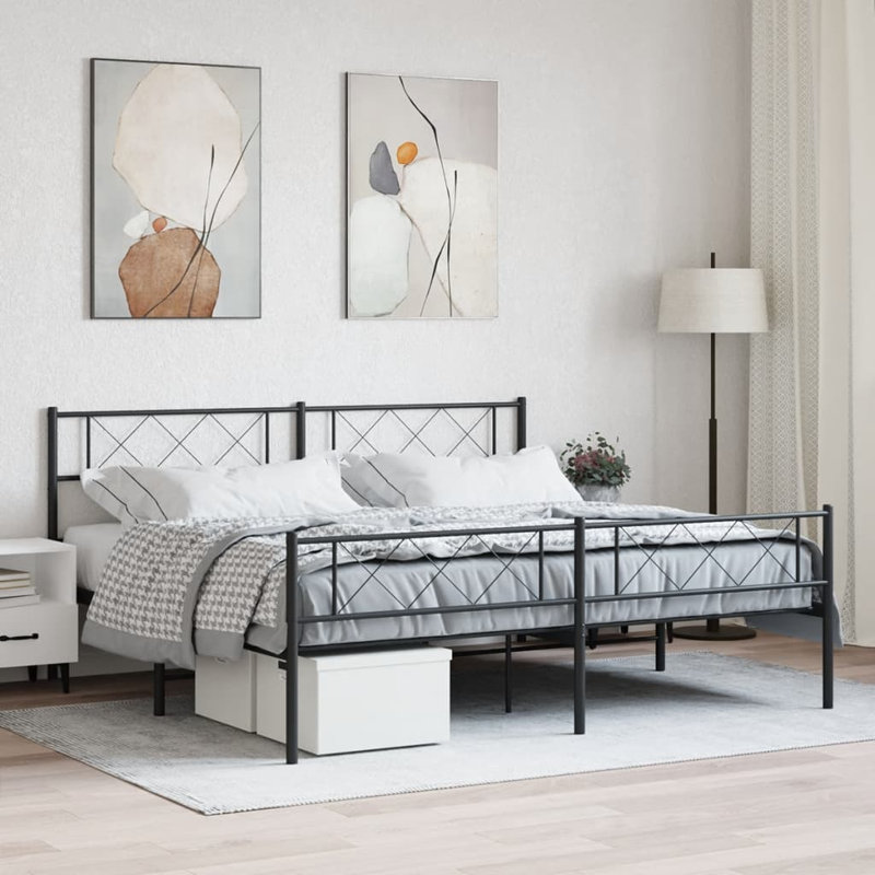 Nicodemo Metal Bed, Black, Kingsize (5')