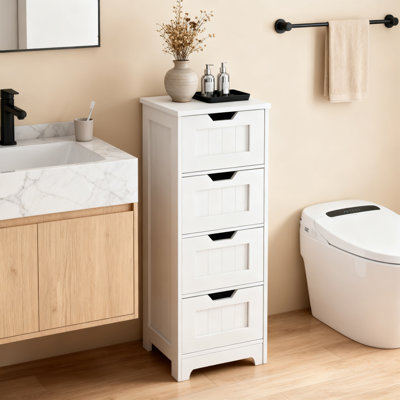 Armoire de rangement autoportante 4 tiroirs blanc