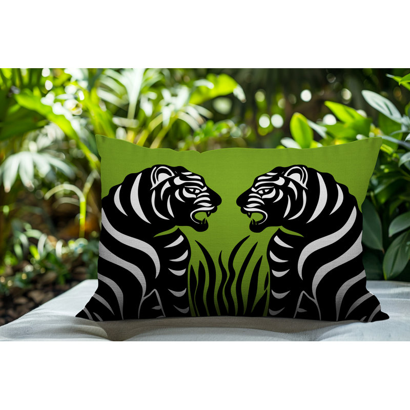 Oreiller rectangulaire réversible intérieur / extérieur Pulo Tiger, H 20 po x l 14 po, Chartreuse