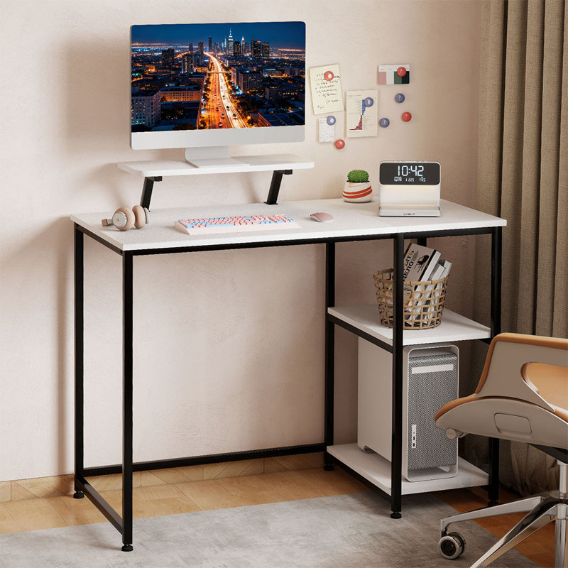 Metal Base Computer Desk, White/Black