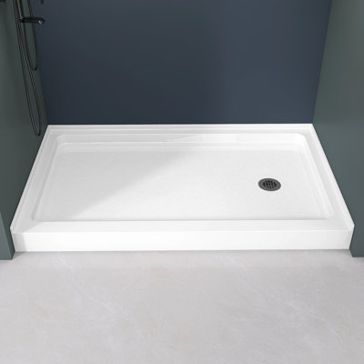 Base de douche 60 po à simple seuil 60 po avec ensemble de bonde