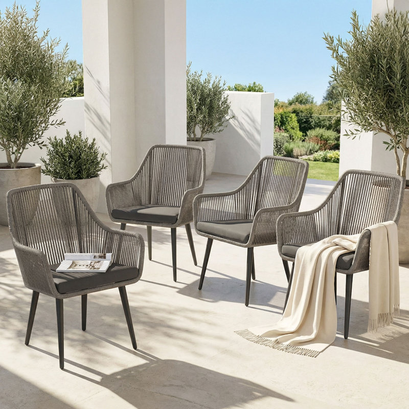 Chaise de patio avec coussin, Beige/gris