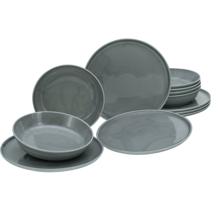 Chef Collection 12 Piece Dinnerware Set, Service for 6, Grey