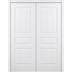 3-Panel Pre-Hung White Laminated Traditional Interior Double Door