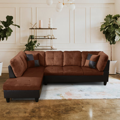 Kivah Velvet L-Shaped Sectional Left Hand Facing