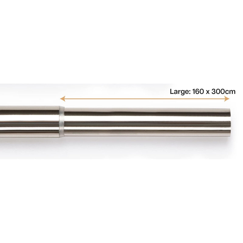 160cm Straight Tension Shower Curtain Rod & Hook Set, Brushed Silver