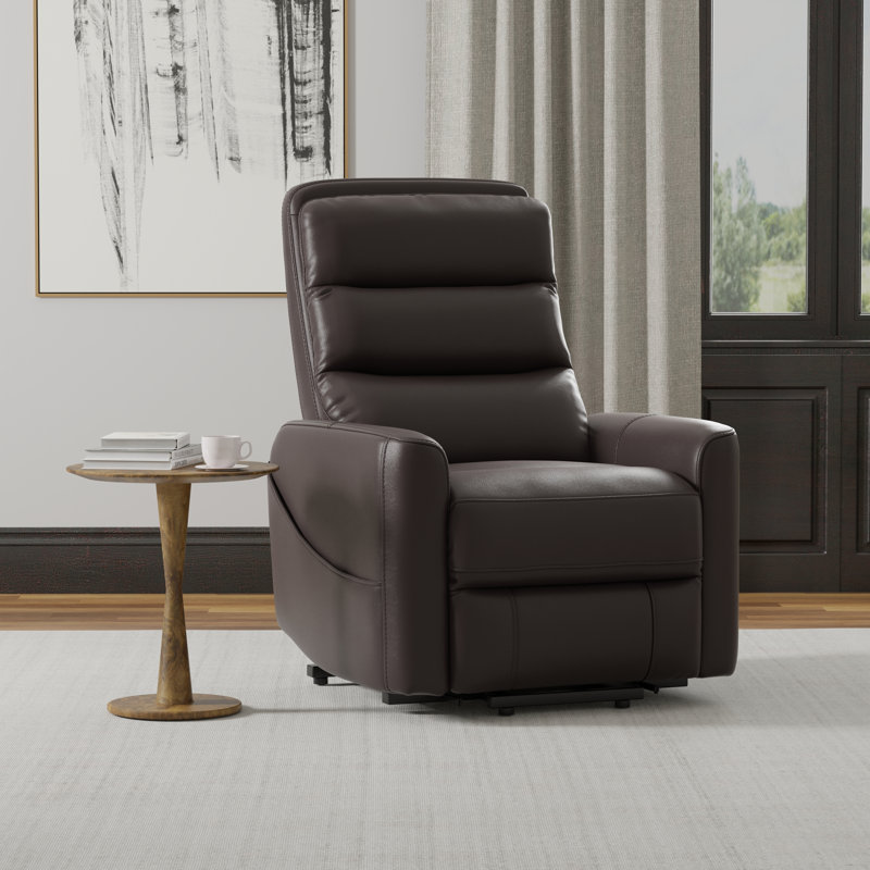 Fauteuil inclinable électrique en similicuir brun Latitude Latitude avec charge USB et rangement latéral, Brun