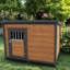 Niche pour chien en bois massif avec porte respirante et toit en plastique imperméable