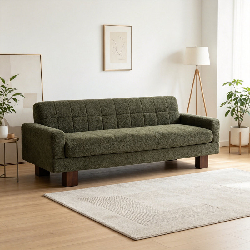 Canapé avec accoudoirs carrés et pieds robustes, Green