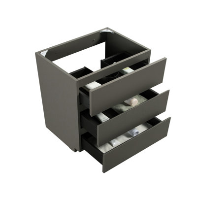 Gray Floor Cabinet For Bathroom Without Basin - 3 Drawers, Sleek & Smart-Modern, Max Storage, Silent Smooth, Ergonomic With Three Finish, Storage Space, Smooth Operation, Design